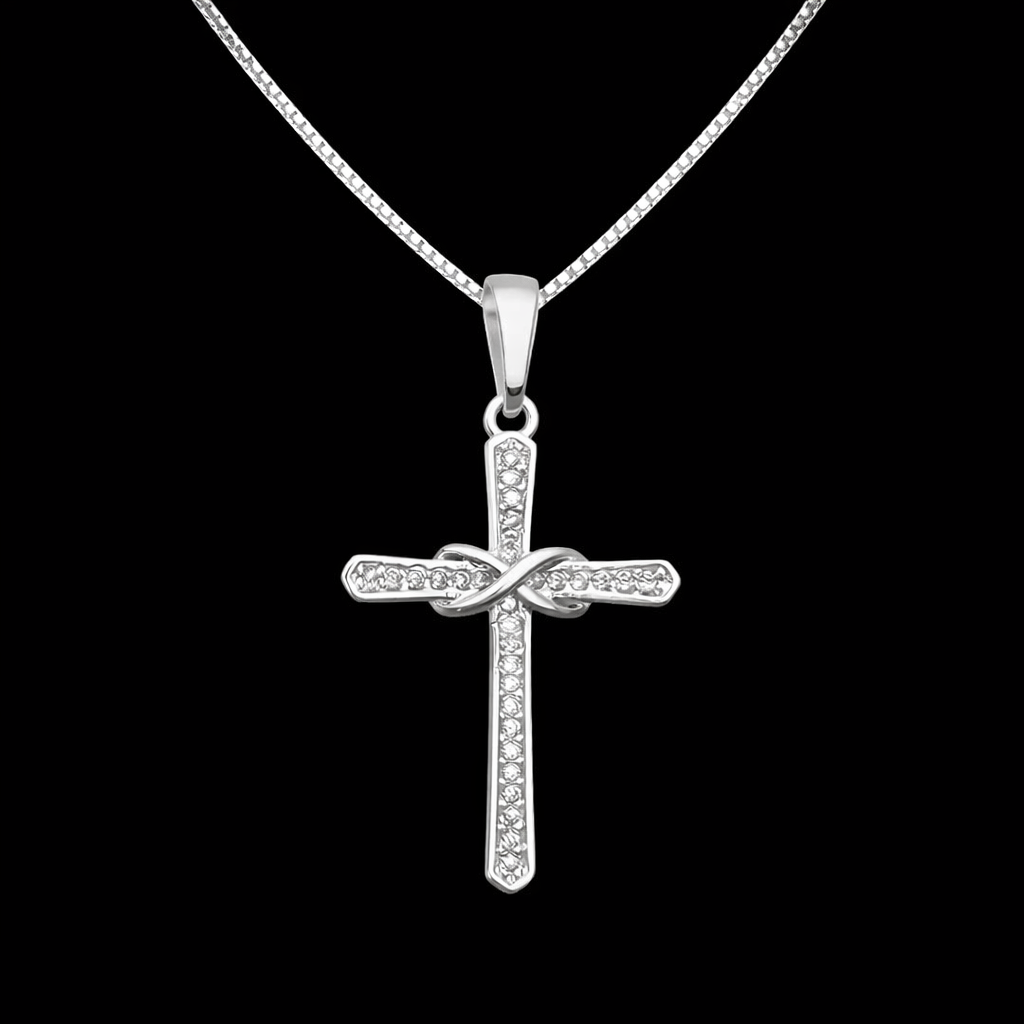 Colar Cruz Infinito Cravejado - Prata 925