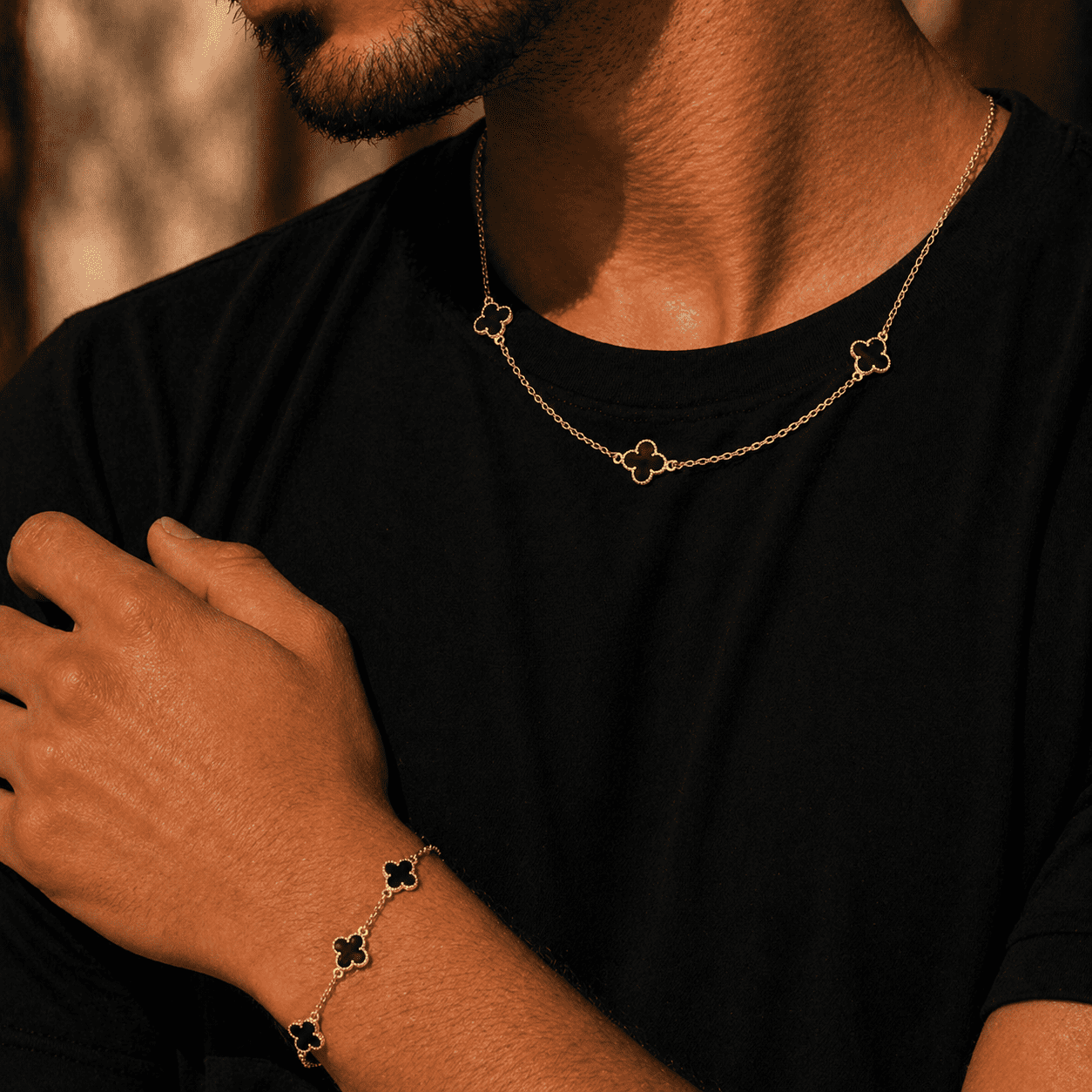 Conjunto Van Cleef Trevo Ouro