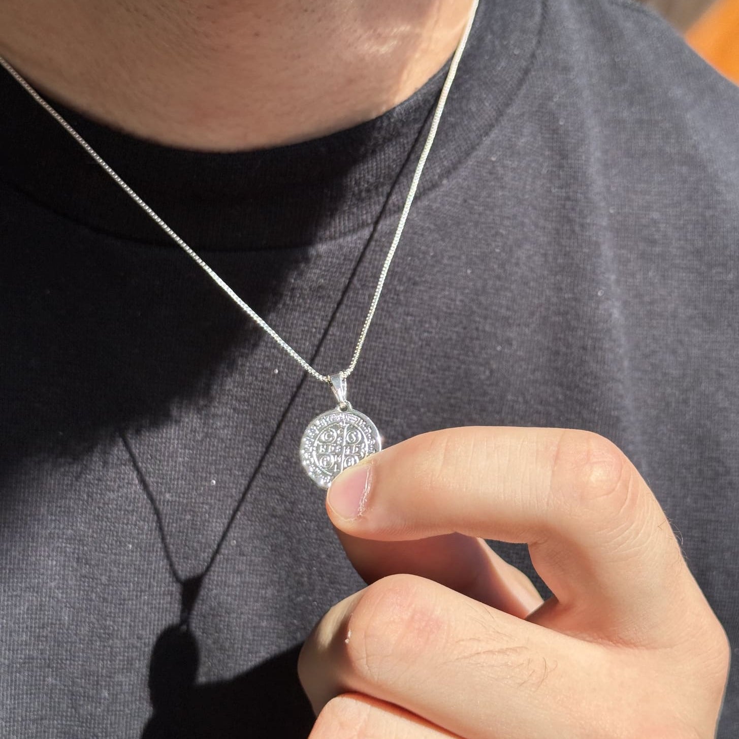 Colar Medalha São Bento - Prata 925