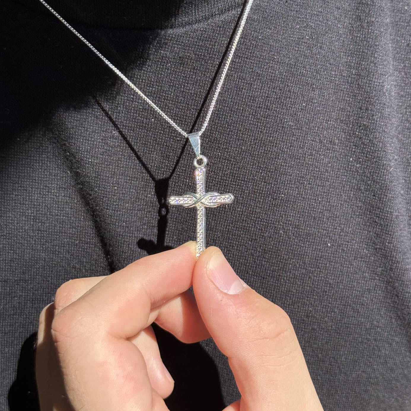 Colar Cruz Infinito Cravejado - Prata 925