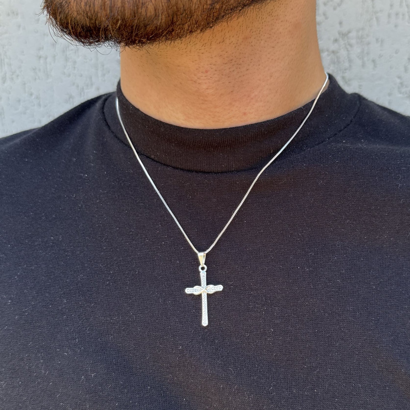 Colar Cruz Infinito Cravejado - Prata 925 - VZ Joalheria