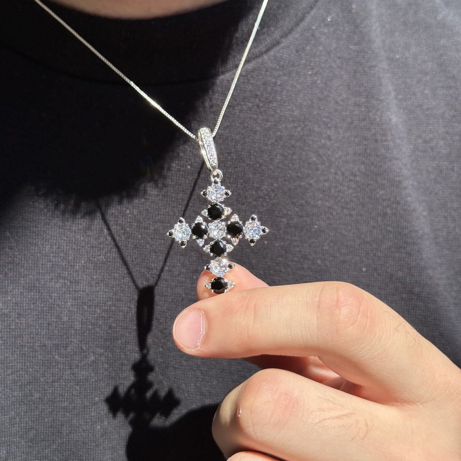 Colar Cruz Cristal - Prata 925