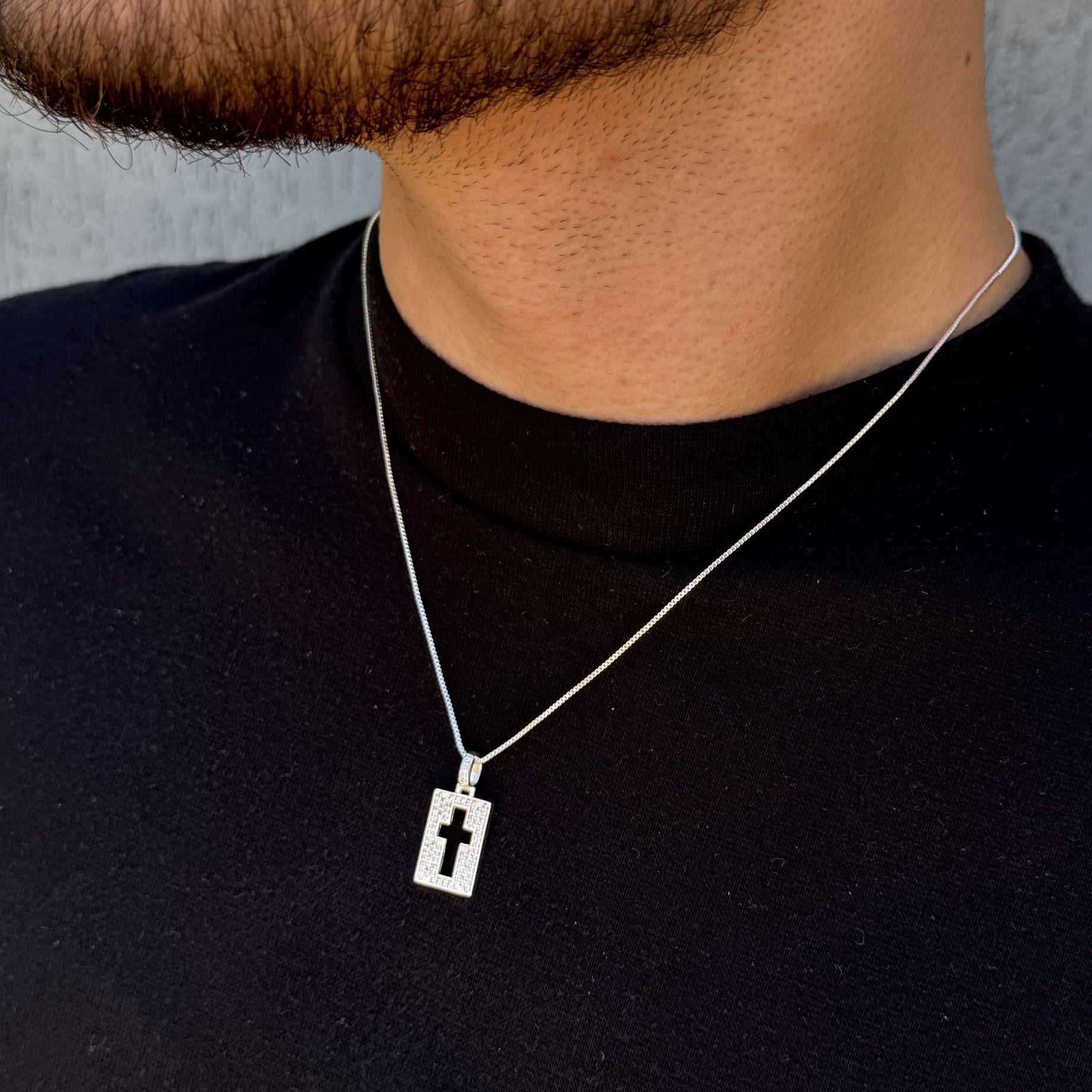 Colar Placa Cruz Cravejada - Prata 925 - VZ Joalheria