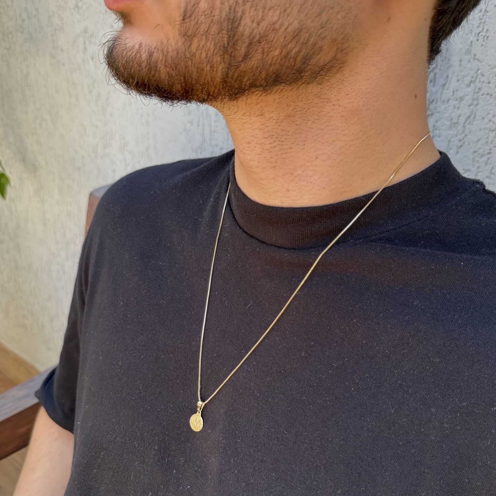 Colar Medalha São Bento Ouro