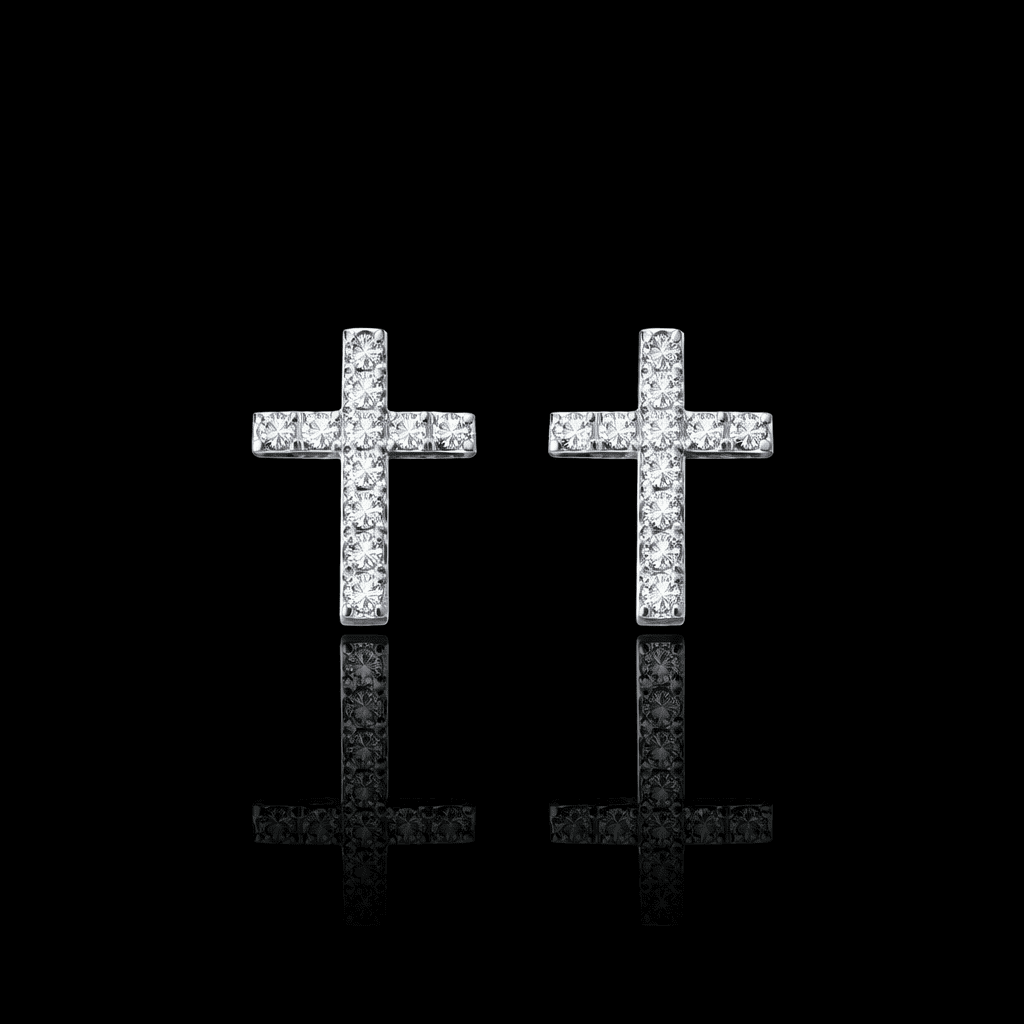 Brinco Cruz Cravejado Prata - VZ Joalheria