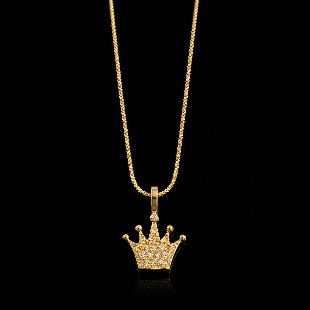 Colar Coroa Cravejada Ouro 18K