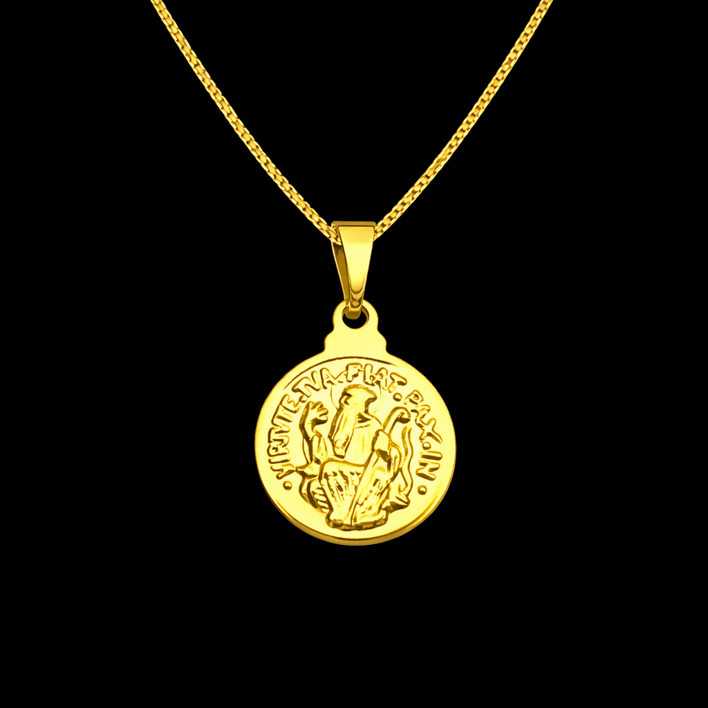 Colar Medalha São Bento Ouro