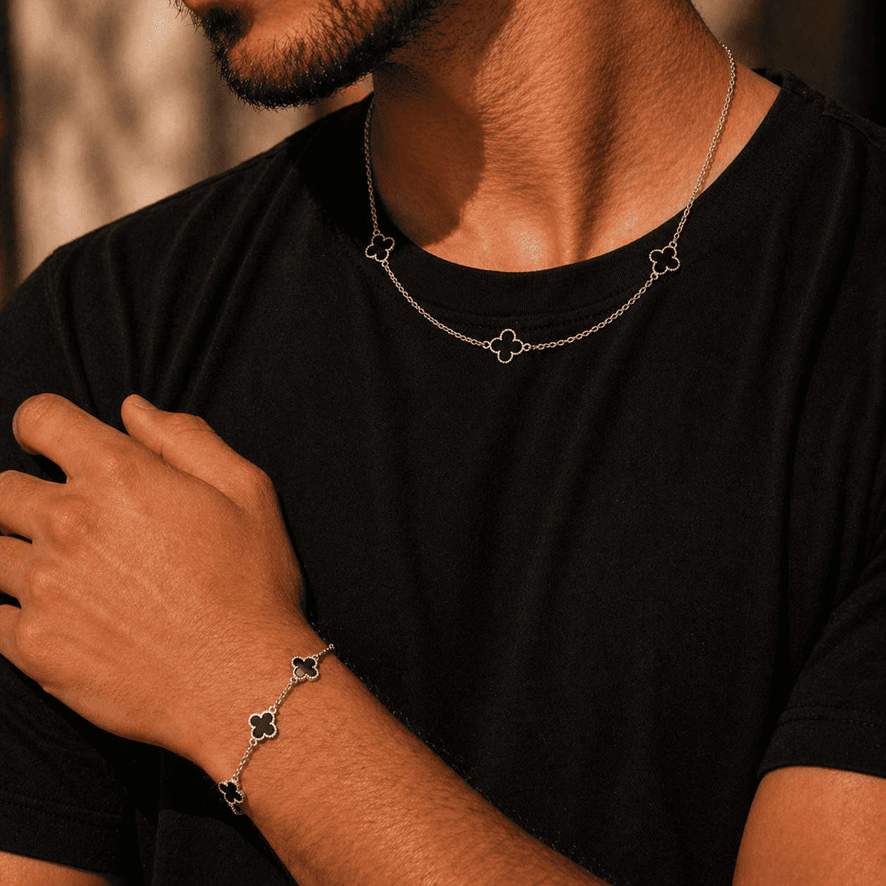 Conjunto Van Cleef Trevo Prata