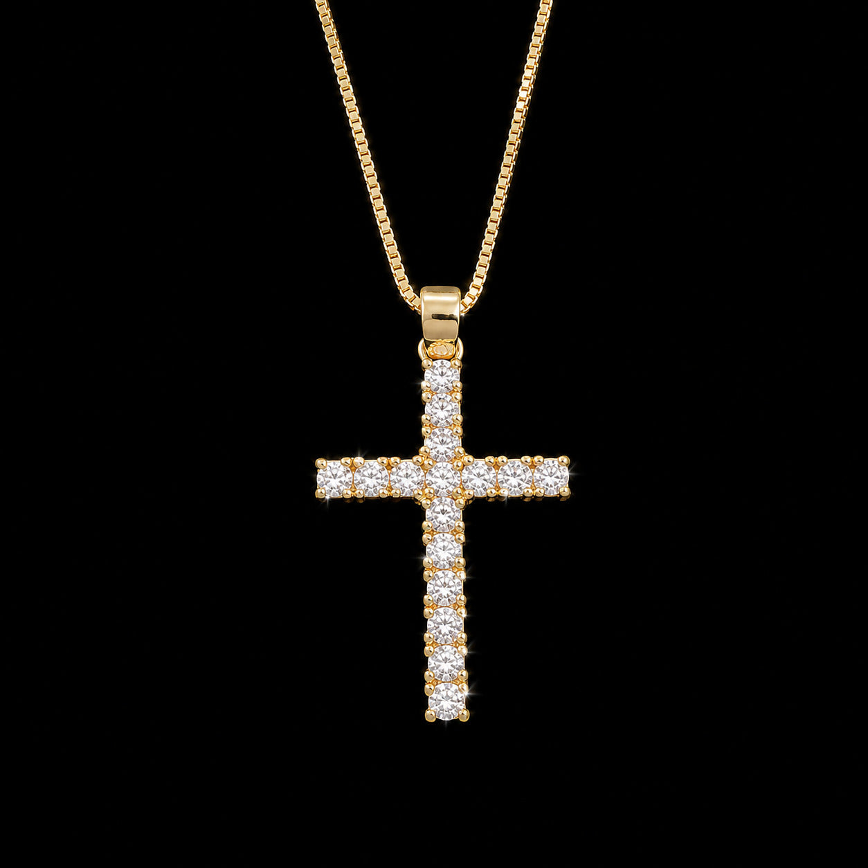 Colar Cruz Cravejada Ouro 18K