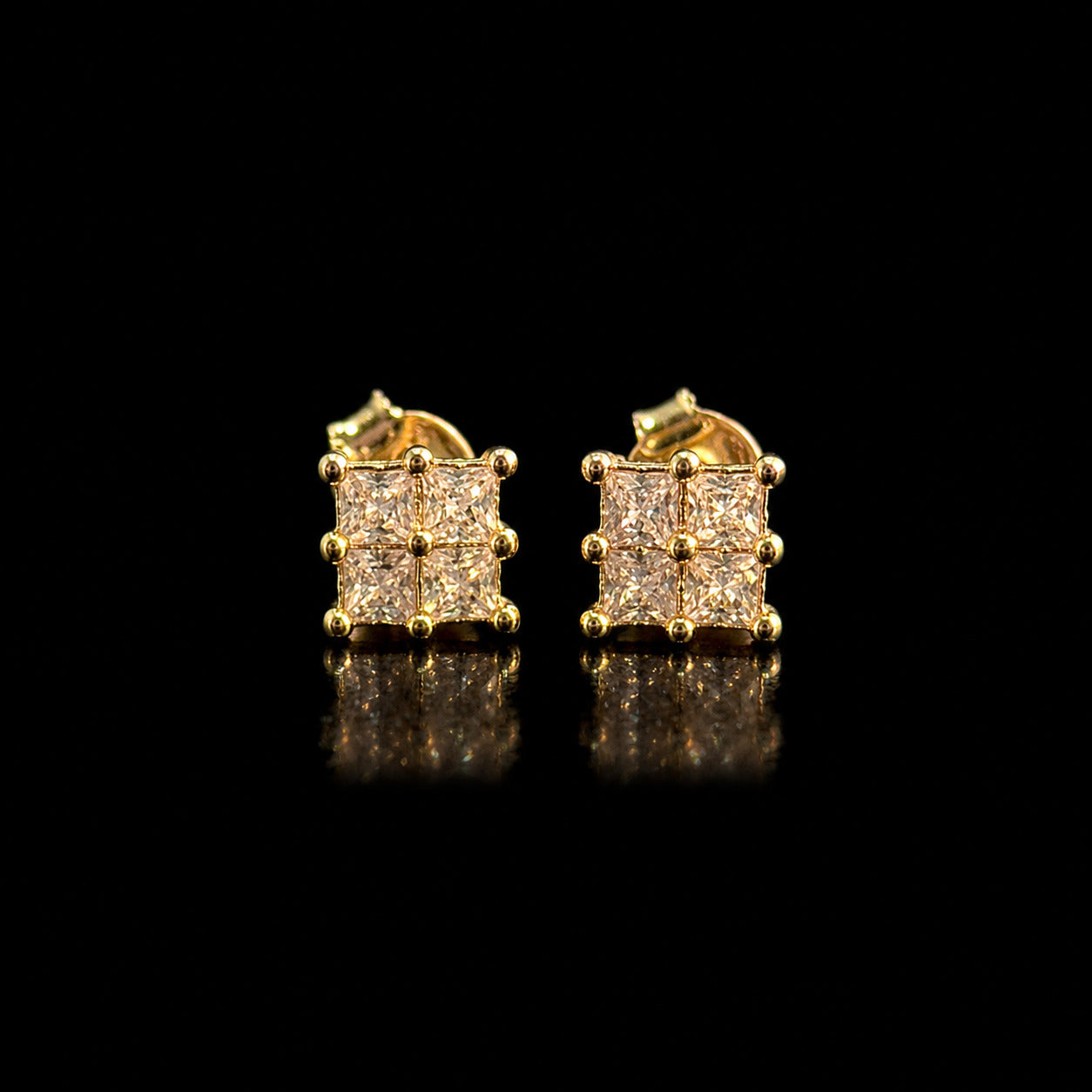 Brinco Quadrado Zircônia Ouro